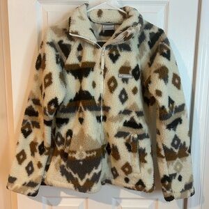 Columbia Beige Western Print Womens Zip Up Winter Warmth Zip Up Size XS